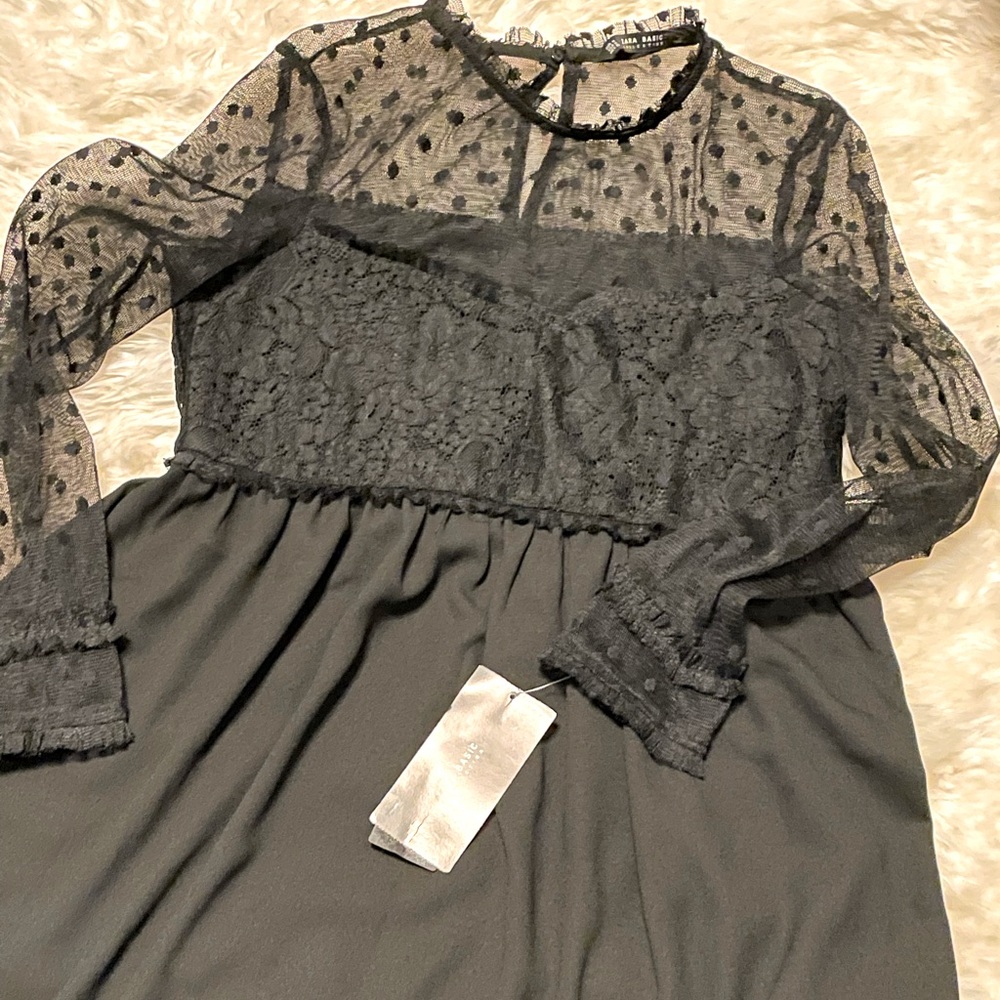 Zara black dress with lace